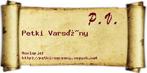Petki Varsány névjegykártya
